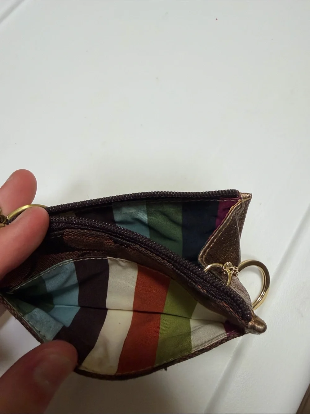 Coach Brown Signature Cardholder Key Ring